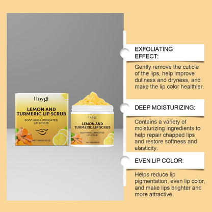Hoygi Turmeric Lemon Lip Scrub Moisturizes Dry, Exfoliating, Hydrating And Moisturizing Lip Care Cream