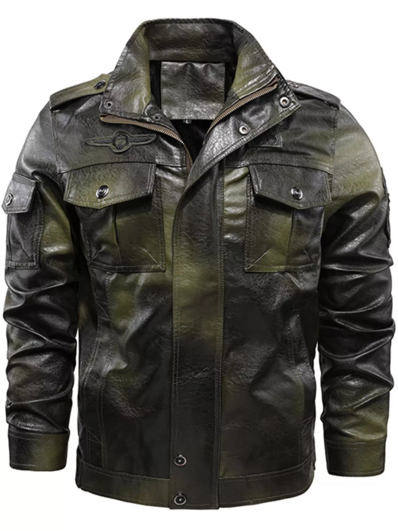 Men's Plus Size Vintage Style Faux Leather Moto Jacket