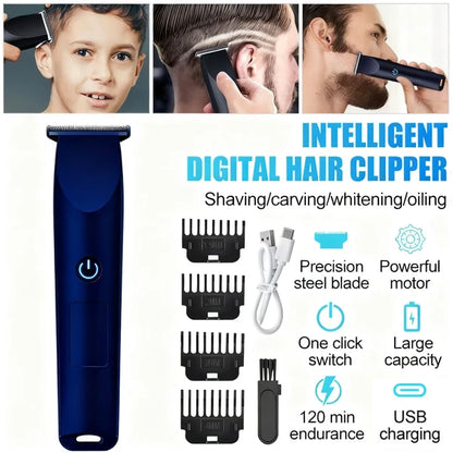 Men Pro Electric Hair Clippers Beard Trimmer Cutting Barber Shaving Machine Blue (Logistics Only For USPS.TK/TMEU Only For Self-pickup)