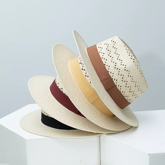 Straw Hat with Ribbon Accent