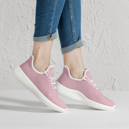 SHO-014PNK-24  Blush Pink Mesh Knit Sneakers Lightweight Athletic Shoes for Women Breathable Running Shoes Casual Walking Sneakers