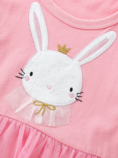 Children's Bunny Applique Tulle Layered Dress