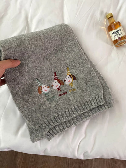 Embroidered Dog Plush Scarf