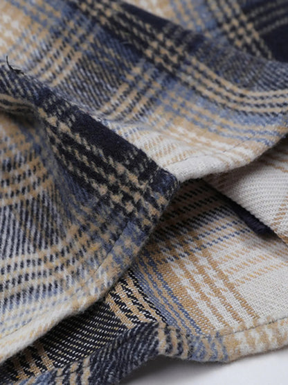 Men's Plaid Button Up Long Sleeve Jacket