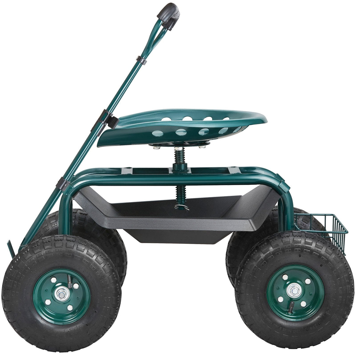 VEVOR Garden Cart Rolling Workseat With Wheels, Gardening Stool For Planting, 360 Degree Swivel Seat, Wagon Scooter With Steering Handle & Utility Tool Tray, Use For Patio, Yard, And Outdoors, Green