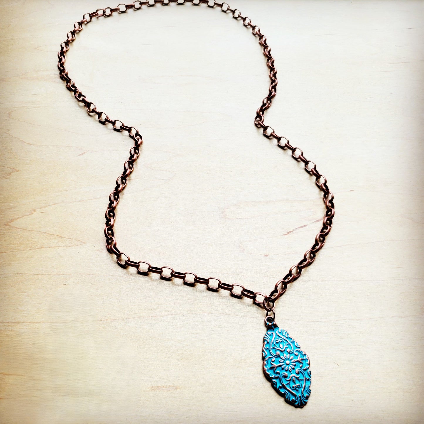 **Antique Layering Necklace w/ Burnished Filigree Pendant 258t