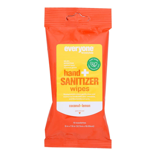 Everyone Hand Sanitizer Wipes in Coconut Lemon Scent, 15ct (Pack of 6)