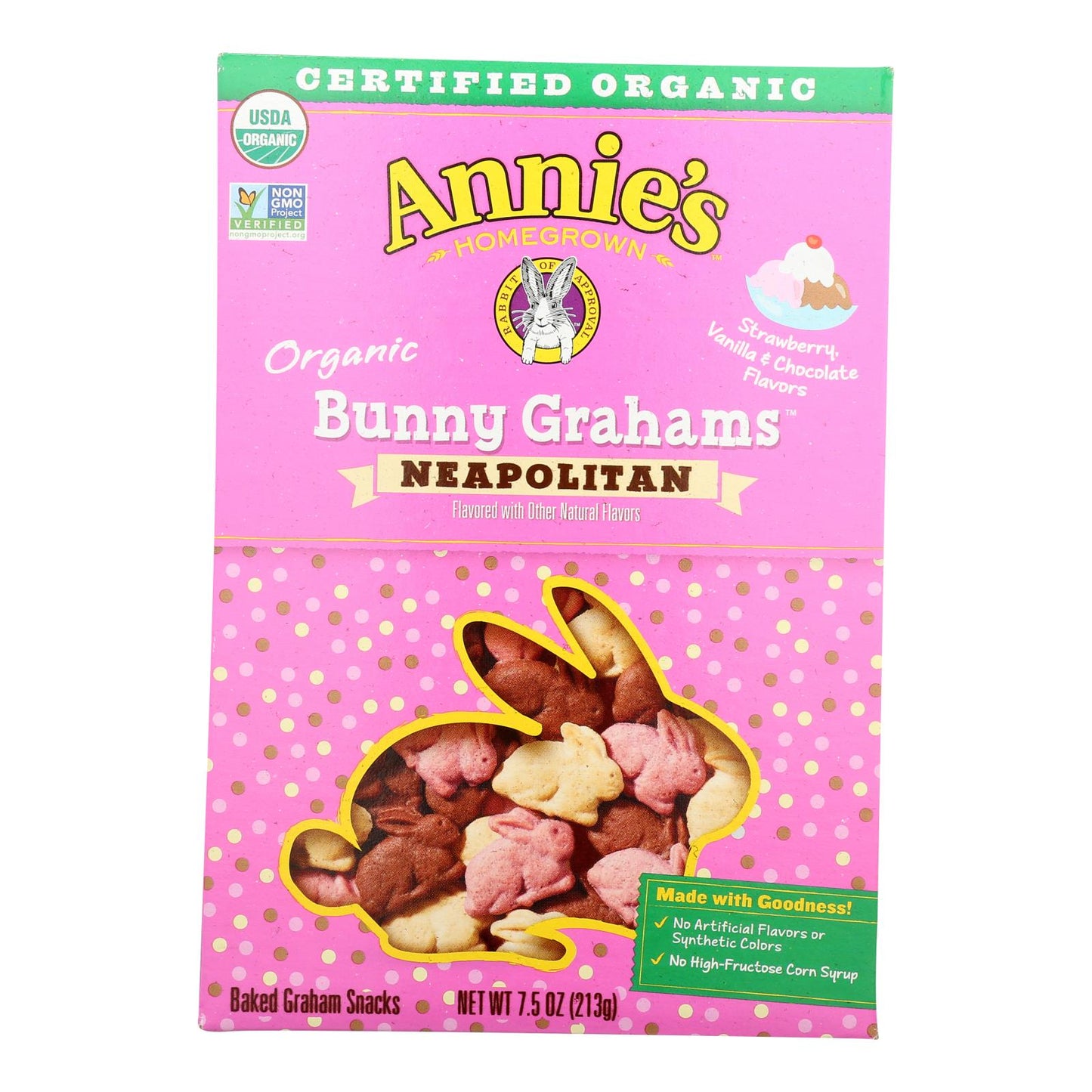 Annie's Homegrown Neapolitan Bunny Crackers (12 Pack, 7.5 oz Boxes)