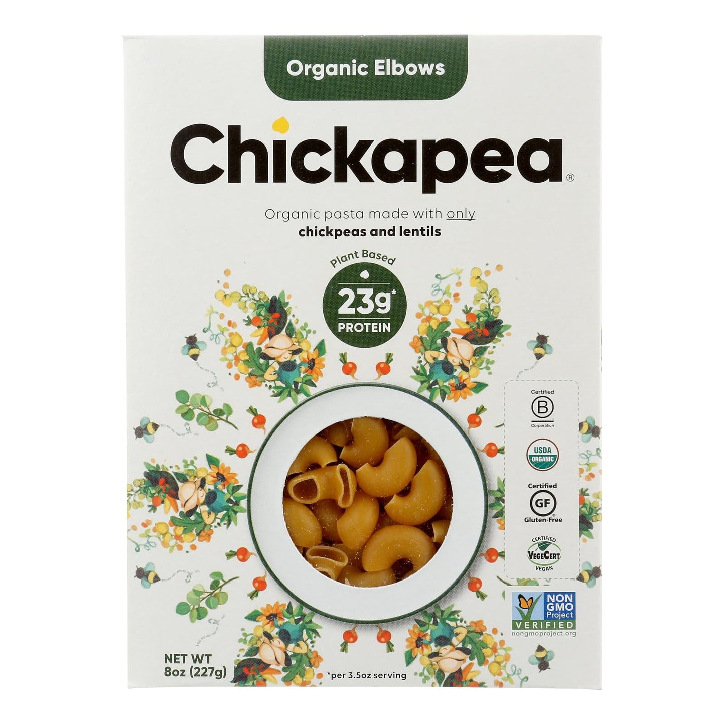 Chickapea Pasta Elbow Macaroni, Pack of 6 (8 Oz Each)