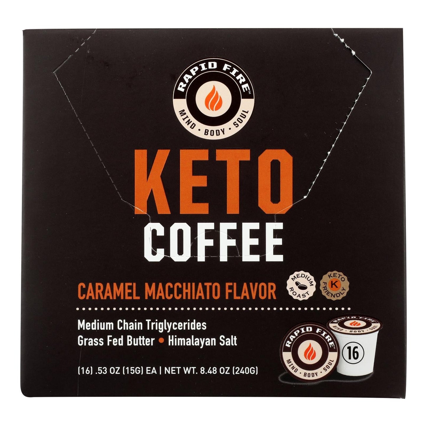 Rapidfire Keto Coffee Pods: Caramel Macchiato (Pack of 16)