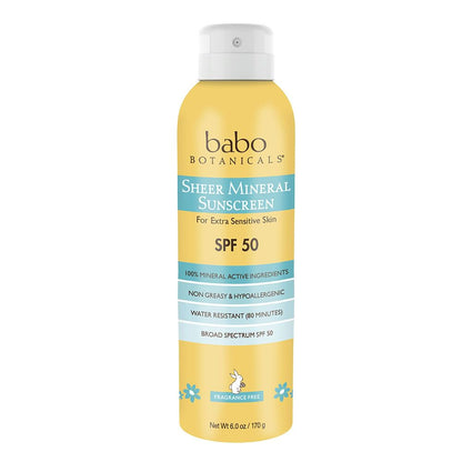 Babo Botanicals Sheer Spray Sunscreen SPF 50 - 6 Oz