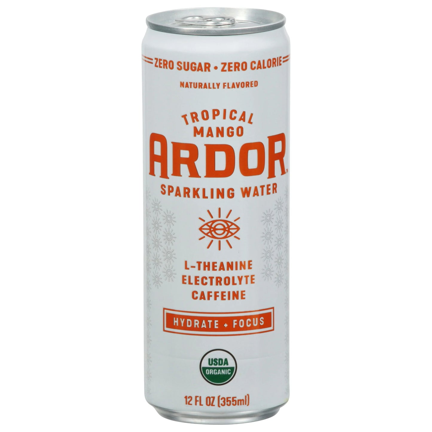 Ardor Organic Sparkling Water, Mango, 12 fl oz, Pack of 12
