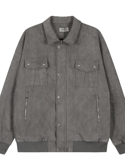 Men's Collared Neck Long Sleeve Jacket