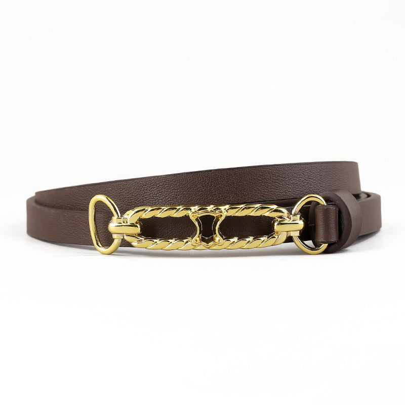 Gold Buckle Skinny Belt