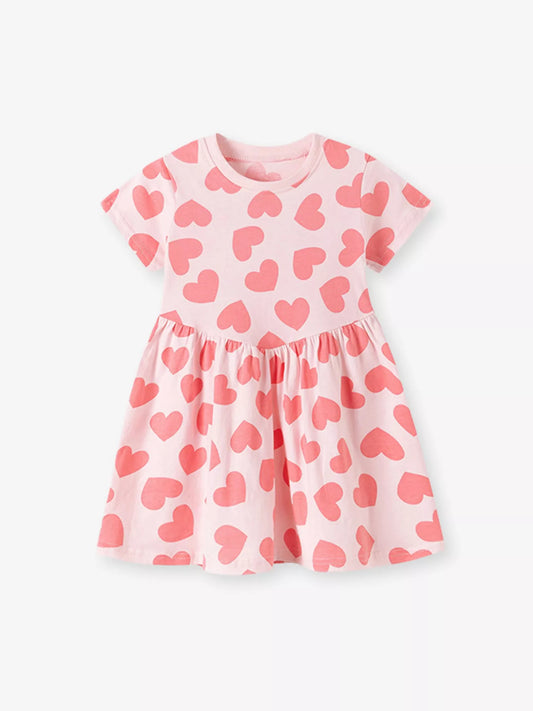 Children's Heart Print Casual Dress