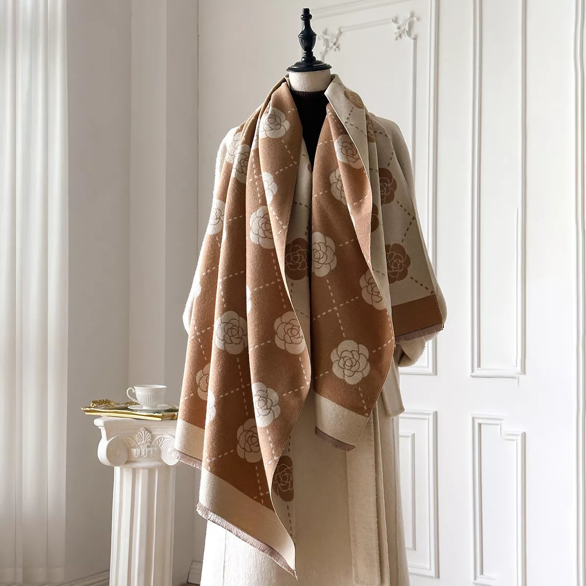 Floral Raw Hem Scaarf