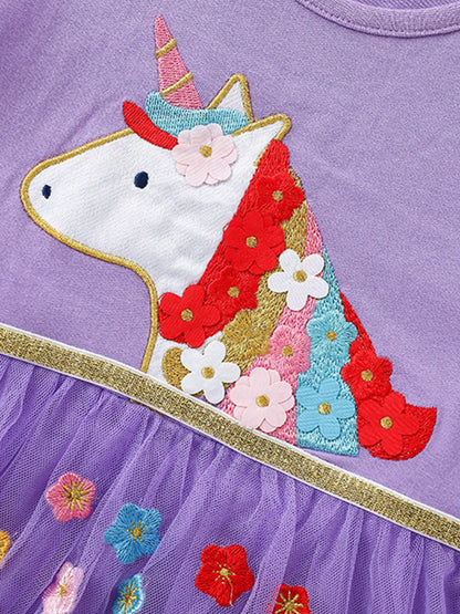 Children's Unicorn Embroidered Tulle Dress