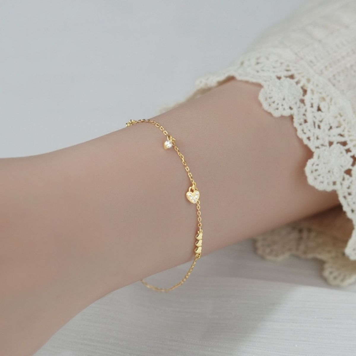 Heart Charm 925 Sterling Silver Bracelet