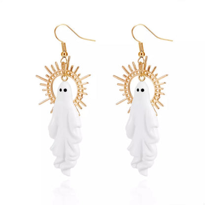 Halloween Sunburst Ghost Drop Earrings