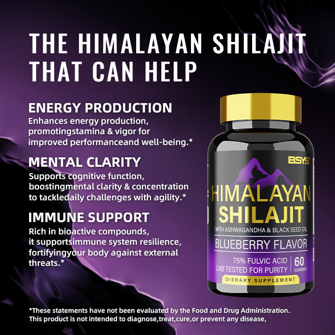 Himalayan Shilajit 8-in-1 Energy & Vitality Gummies supplement  | 60 Gummies