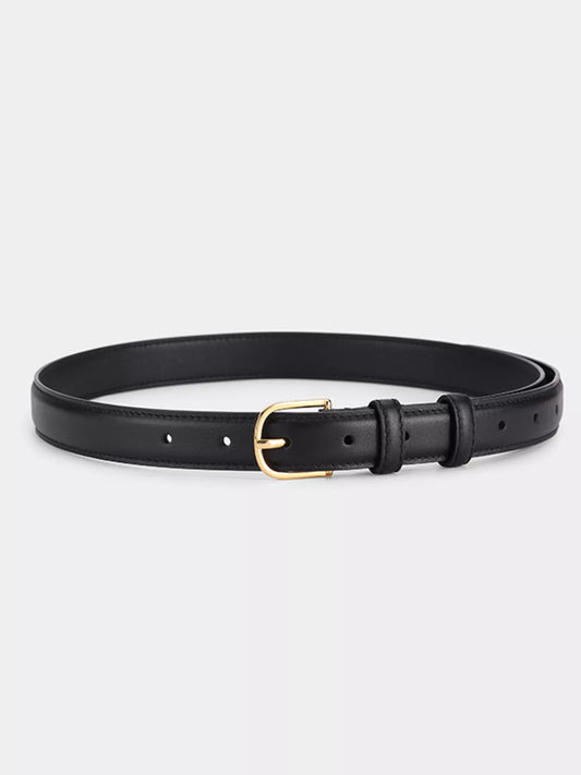 Classic Leather Belt with Golden Buckle