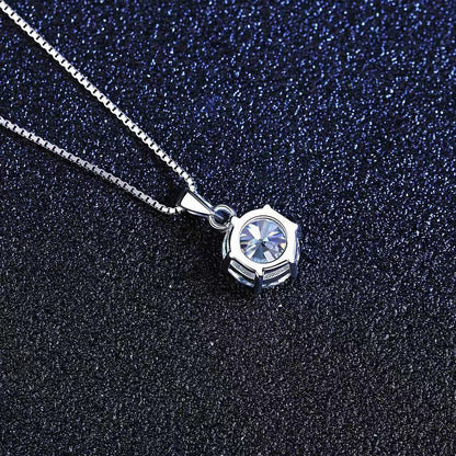 1 Carat Moissanite 925 Sterling Silver Pendant Necklace