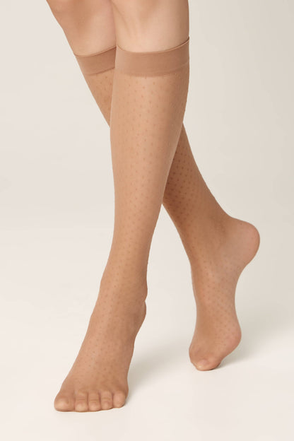Fantasy Knee Highs Conte Perla - Geometric Dot Pattern