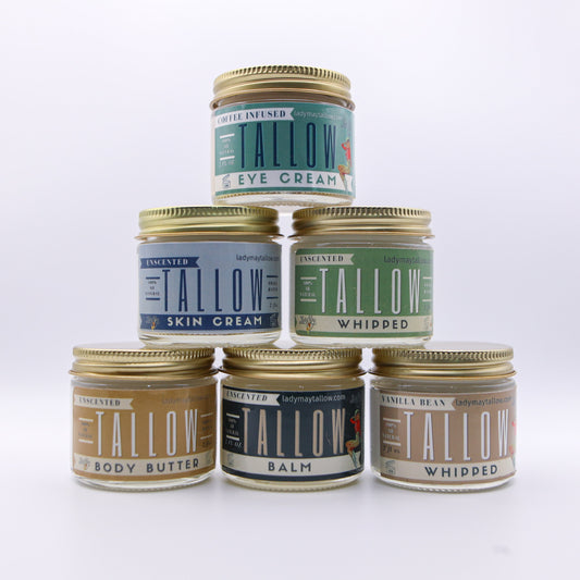 6 pack Travel Tallow All-Natural Skincare Premium Quality All Natural Gift Box by The Lady May