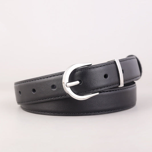 Silver Buckle Leather Belt