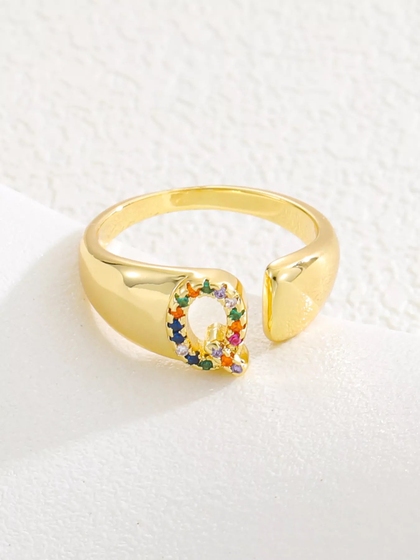 18K Gold-Plated Zircon Letter Ring