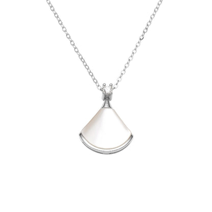 Fan-Shaped Mother of Pearl Pendant Necklace