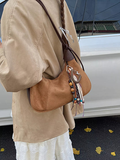 Vintage Suede Tassel Shoulder Bag