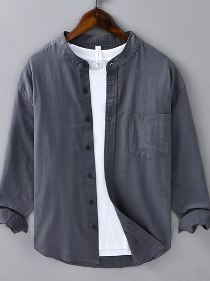 Men's Plus Size Casual Button Up Long Sleeve Shirt
