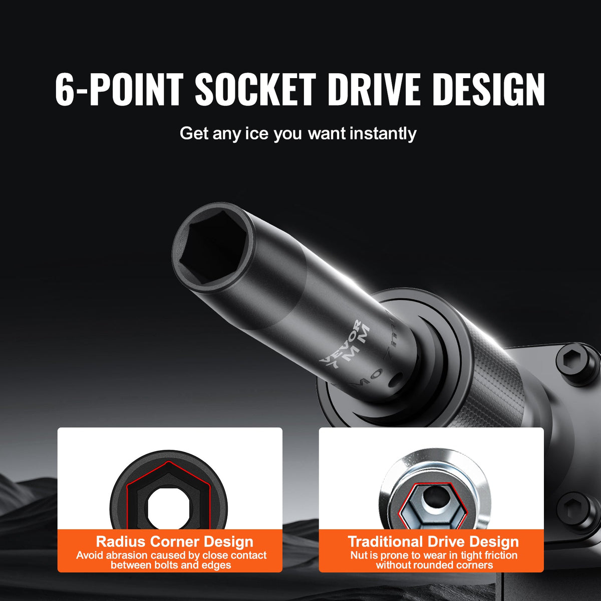 VEVOR Drive Impact Socket Set 6 Point Cr-Mo Alloy Steel For Auto Repair, Includes Extension Bars Universal Joint Adapter Lock Storage Case