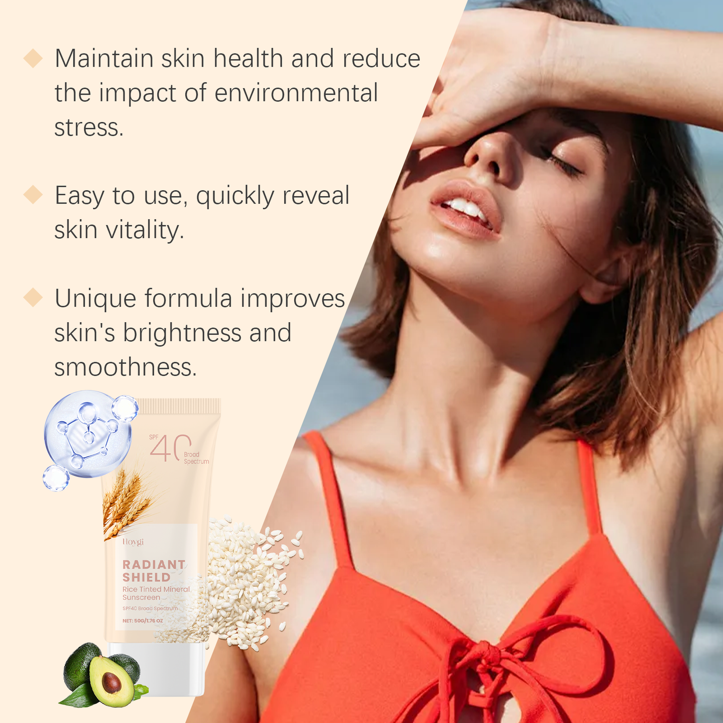 Hoygi Gentle Protective Cream Facial Moisturizing And Brightening Skin Isolation Care Light Refreshing Non-Sticky Protective Cream