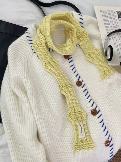 Knitted Plush Trim Scarf