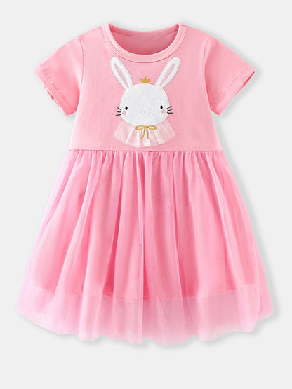 Children's Bunny Applique Tulle Layered Dress