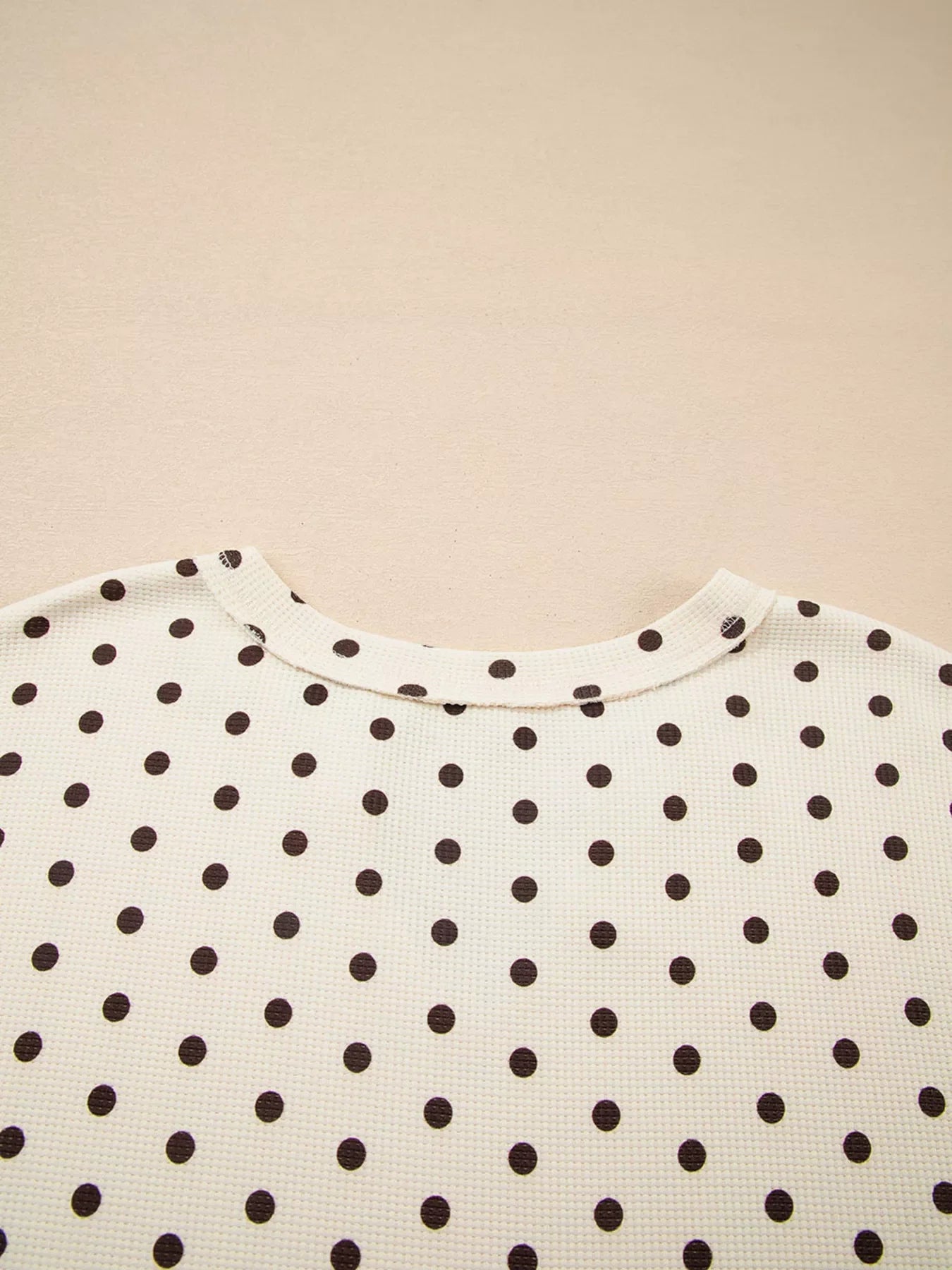 Polka Dot Notched Long Sleeve Top and Drawstring Joggers Lounge Set