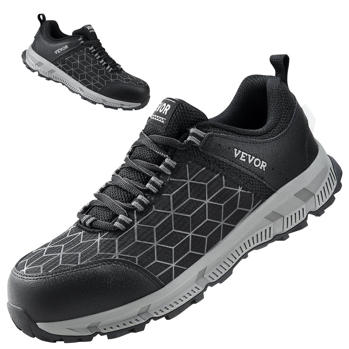 Steel Toe Shoes For Men, US Size 8.5 Wide, Men’s Cushion Sport Safety Toe Athletic Work Shoe, Indestructible Safety Sneakers Lightweight,Breathable Industry Construction Work Shoes, Black