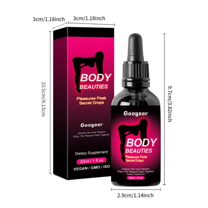 Body Beauties Pleasures Peak Secret Drops, Maca Root & Tribulus Extract Oral Support Drops For Women, Intimate Comfort & Passion Supplement, 30ml