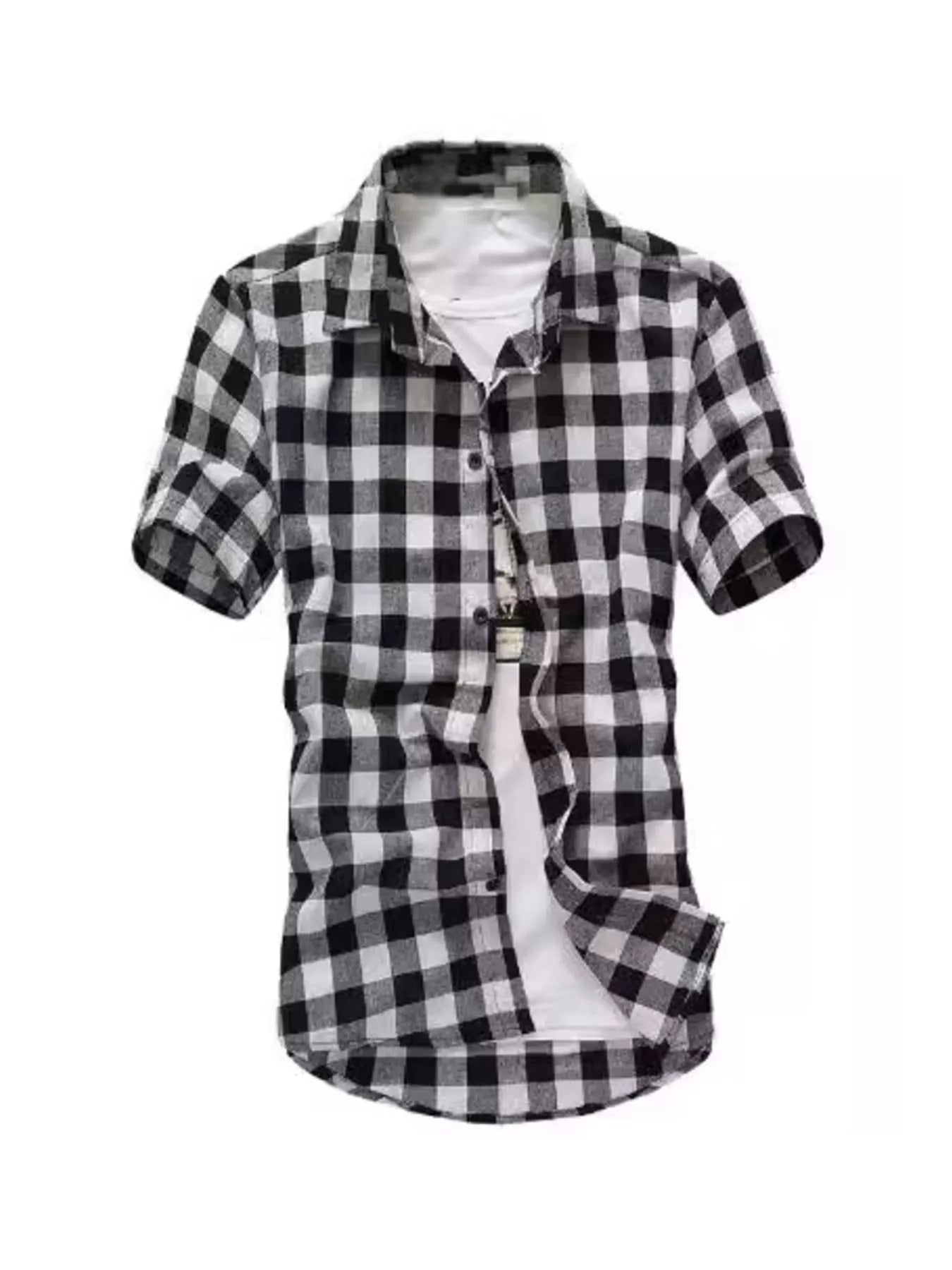 Men's Plus Size Casual Short Sleeve Plaid Shirt