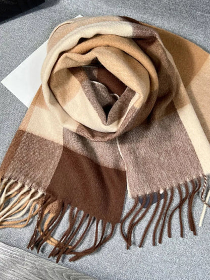 Plaid Scarf with Fringe