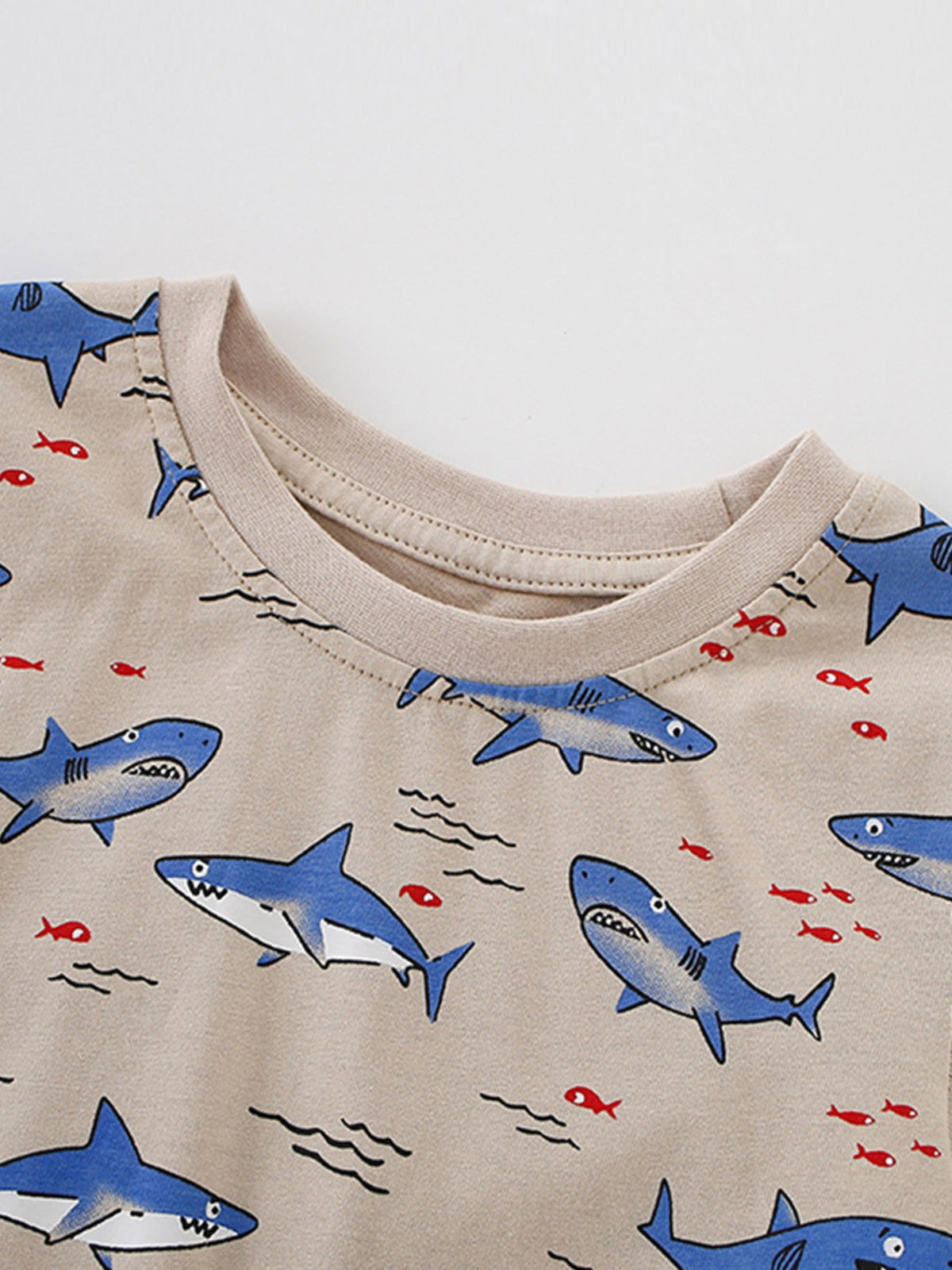 Children's Shark Print Crew Neck T-Shirt