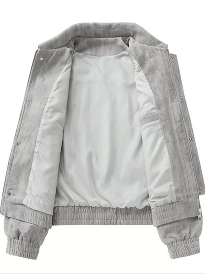Men's Plus Size Casual Corduroy Snap-Down Jacket