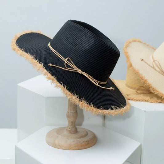 Frayed Brim Straw Hat