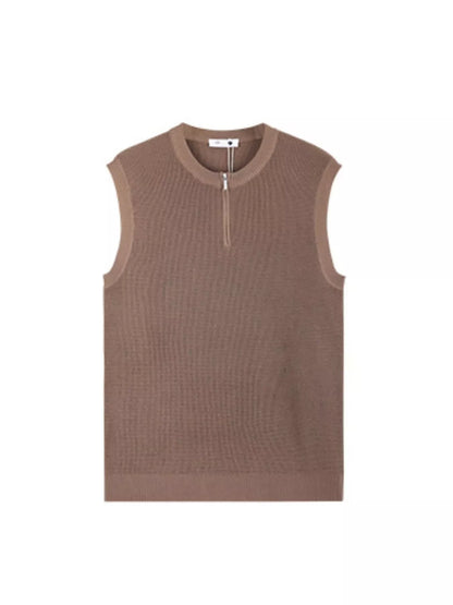 Men's Plus Size Knitted Zip-Up Tank