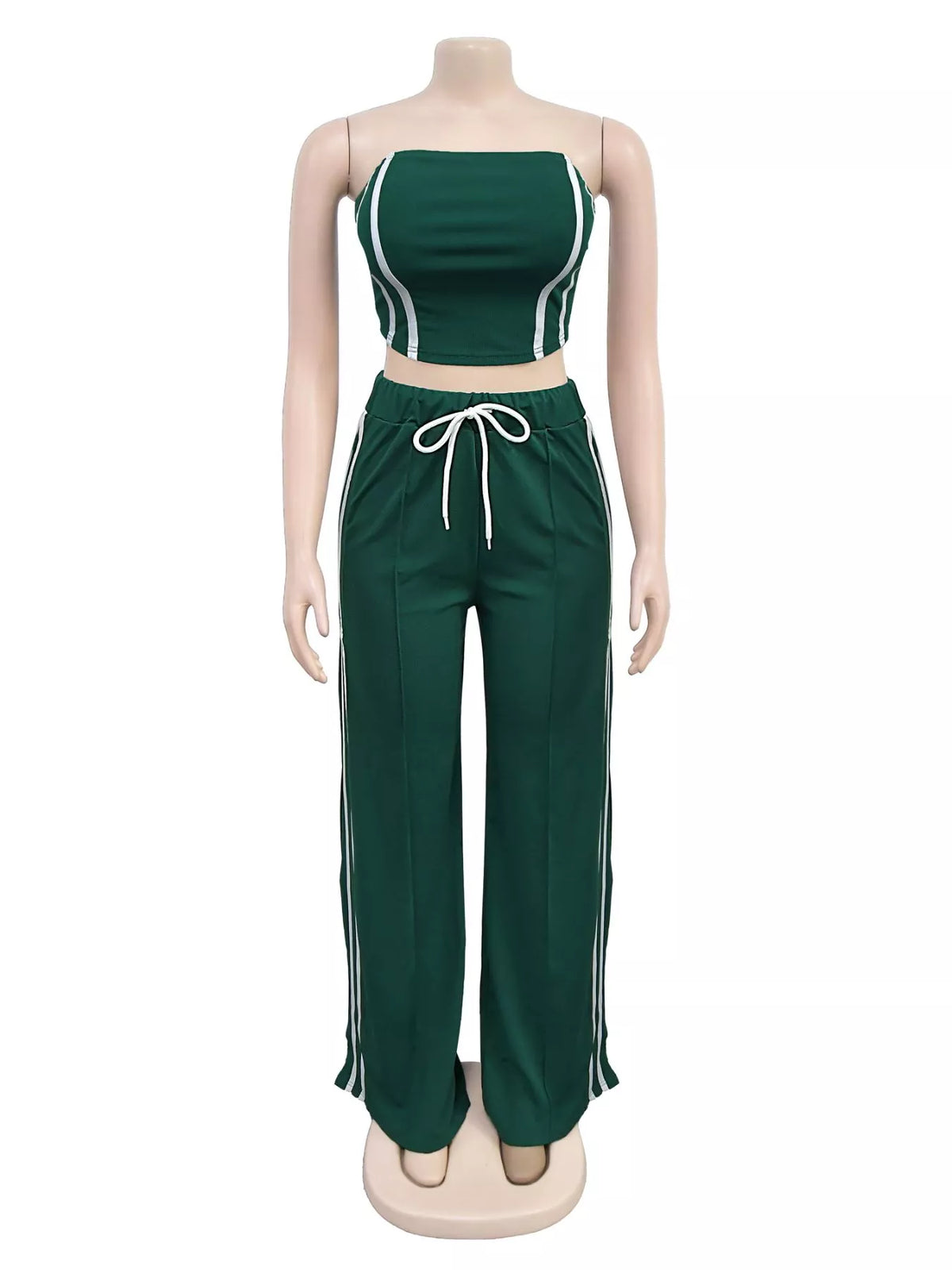 Sleeveless Tube Top and Wide Leg Pants Set