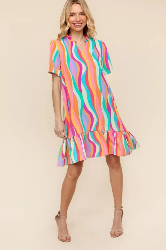Haptics Tiered Woven Ruffle Hem Dress