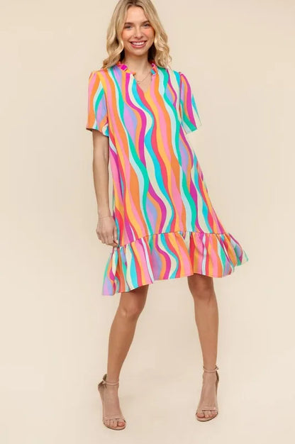 Haptics Tiered Woven Ruffle Hem Dress