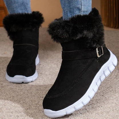 Round Toe Platform Buckle Boots